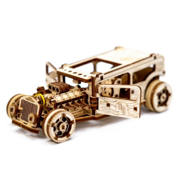 Drewniane puzzle 3D model drewniany do składania bez kleju dla dorosłych Samochód Hot Rod