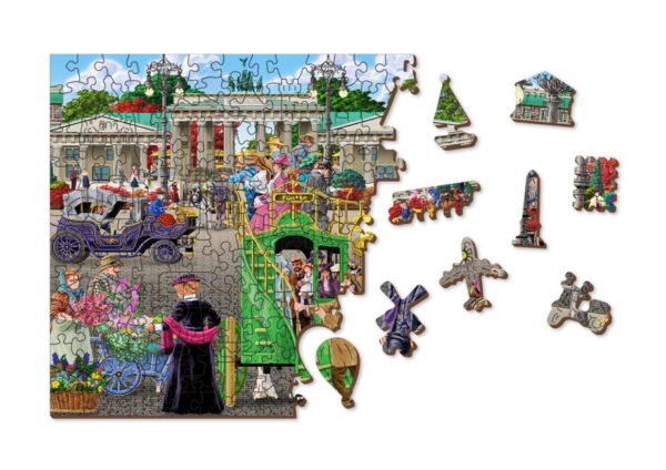 Drewniane puzzle dla dzieci z figurkami Plac Paryski w Berlinie Paris Square Berlin 505 L model drewniany do składania