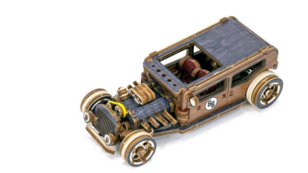 Drewniane puzzle 3D model drewniany do składania bez kleju dla dorosłych samochód Hot Rod - Limited Edition