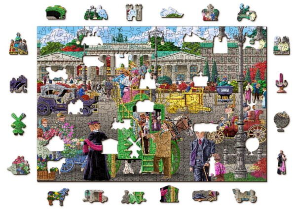 Drewniane puzzle dla dzieci z figurkami Plac Paryski w Berlinie Paris Square Berlin 505 L model drewniany do składania