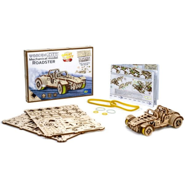 Drewniane puzzle 3D model drewniany do składania bez kleju dla dorosłych Samochód Roadster