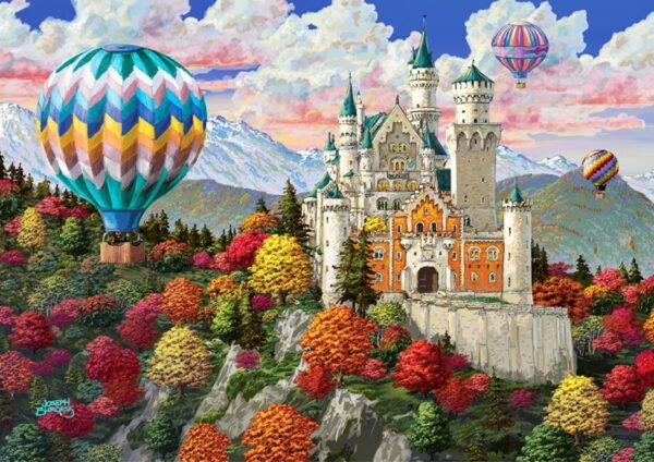 Drewniane puzzle dla dzieci z Figurkami Zamek The Neuschwanstein Castle 1010 XL model drewniany do składania