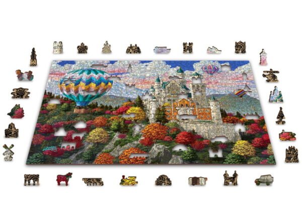 Drewniane puzzle dla dzieci z Figurkami Zamek The Neuschwanstein Castle 1010 XL model drewniany do składania