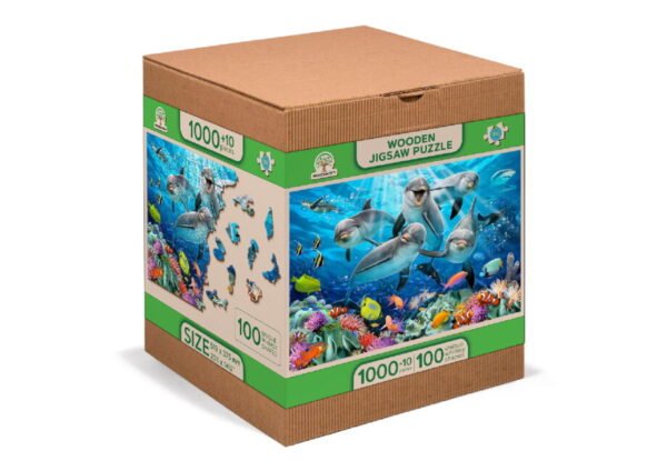 Drewniane puzzle dla dzieci z Figurkami Szczęśliwe Delfiny Happy Dolphins 1010 XL model drewniany do składania