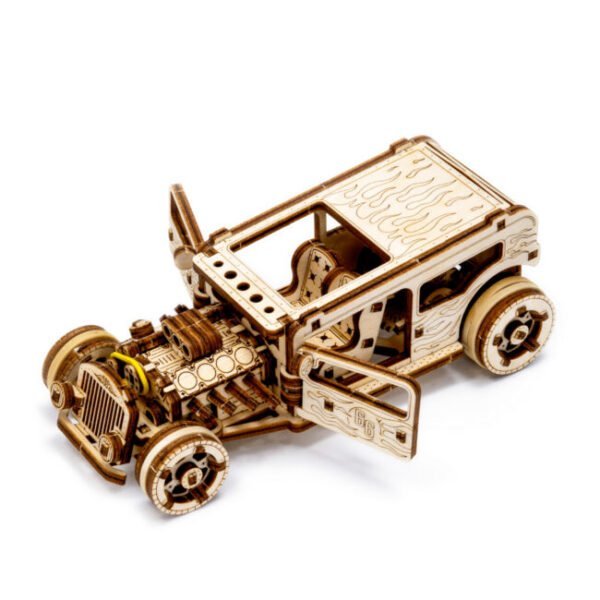 Drewniane puzzle 3D model drewniany do składania bez kleju dla dorosłych Samochód Hot Rod