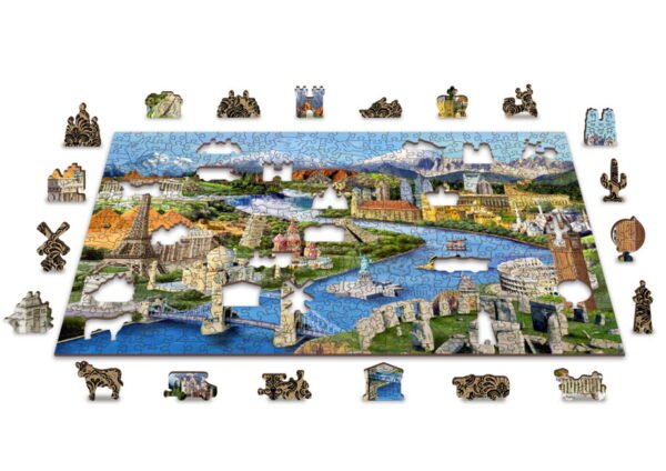 Drewniane puzzle dla dzieci z Figurkami Światowe Zabytki World Landmarks 505 L model drewniany do składania