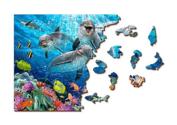 Drewniane puzzle dla dzieci z Figurkami Szczęśliwe Delfiny Happy Dolphins 1010 XL model drewniany do składania