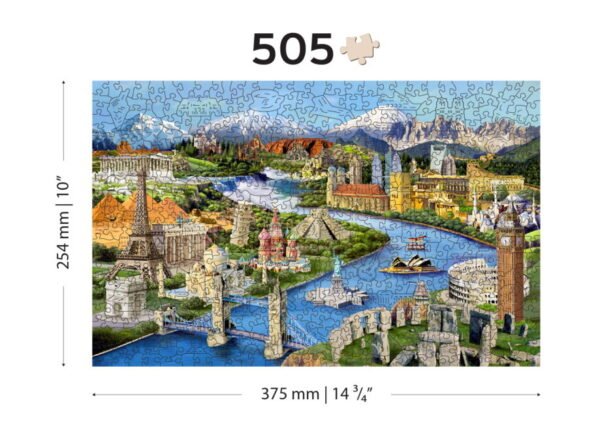 Drewniane puzzle dla dzieci z Figurkami Światowe Zabytki World Landmarks 505 L model drewniany do składania