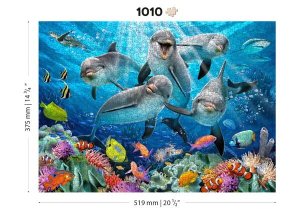 Drewniane puzzle dla dzieci z Figurkami Szczęśliwe Delfiny Happy Dolphins 1010 XL model drewniany do składania