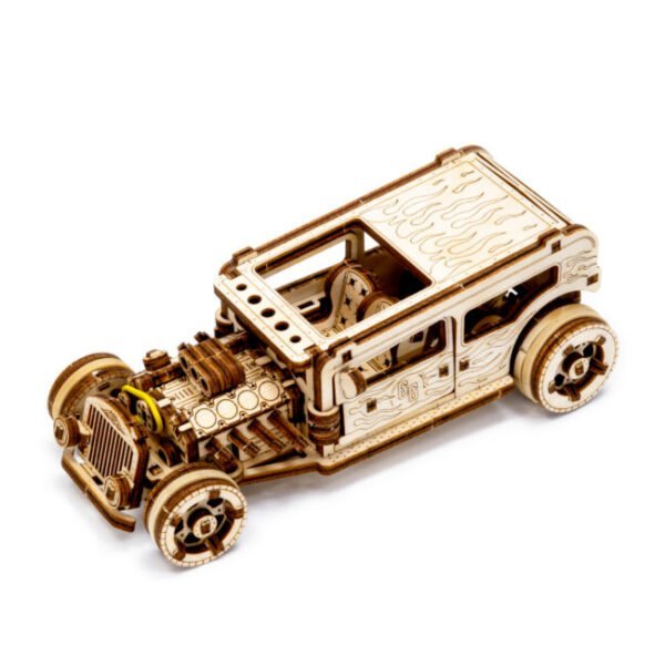 Drewniane puzzle 3D model drewniany do składania bez kleju dla dorosłych Samochód Hot Rod