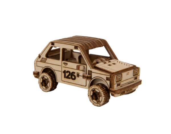 Drewniane puzzle 3D model drewniany do składania bez kleju dla dorosłych samochód Maluch Rally Car 3