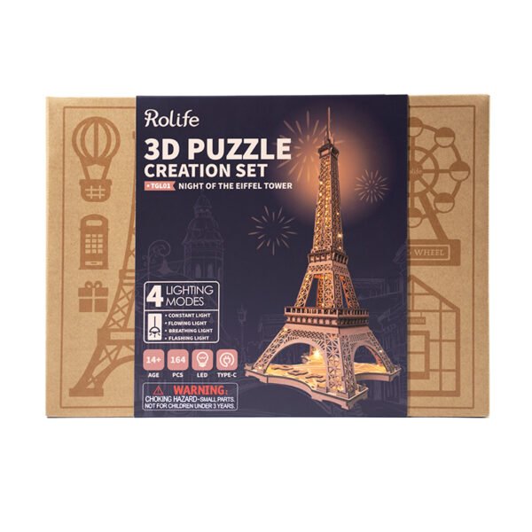 Drewniany model model do skladania puzzle 3D Nocna Wieża Eiffla Night of The Eiffel Tower 7