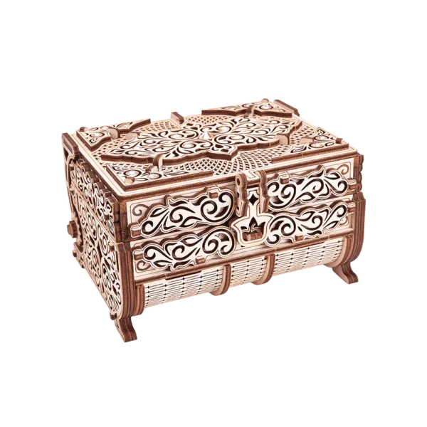 Drewniany model model do skladania puzzle 3D skrzynia skarbów udekorowana kryształami Swarovskiego 1