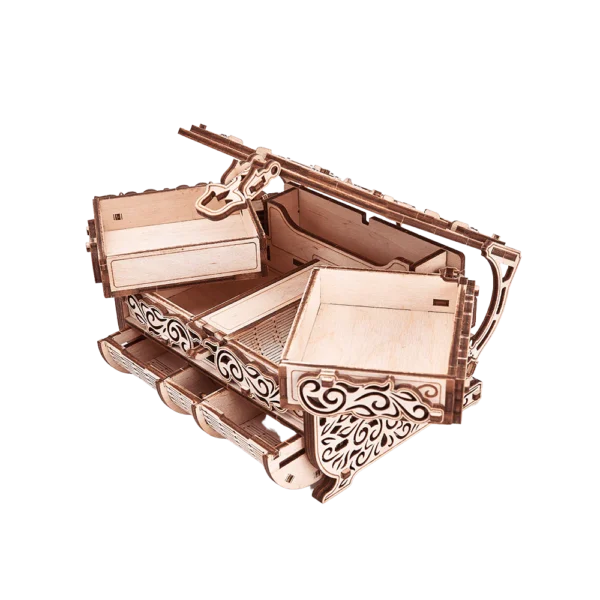 Drewniany model model do skladania puzzle 3D skrzynia skarbów udekorowana kryształami Swarovskiego 3