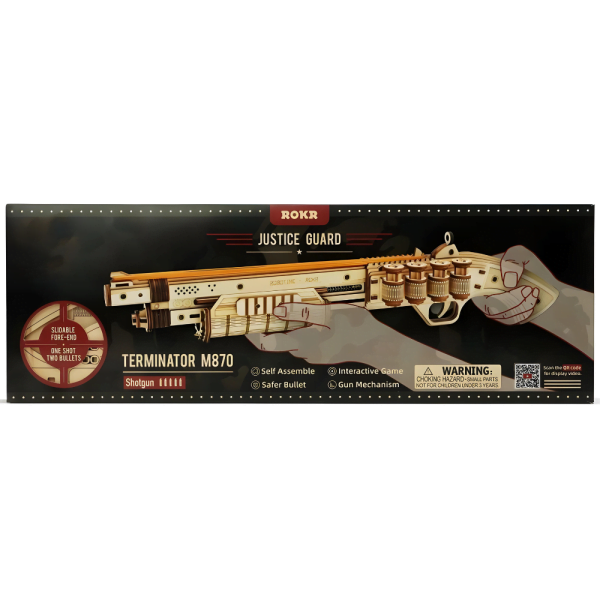 Drewniany model do skladania puzzle 3D Terminator M870 10