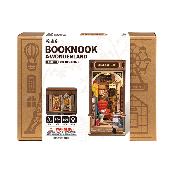 Drewniany model do skladania puzzle 3D Book Nook Shakespeare 8