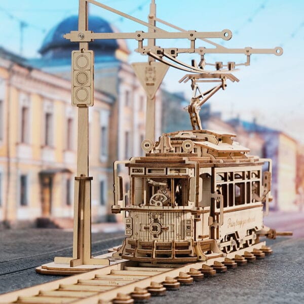 Drewniany model do składania puzzle 3D ROKR Classic City Tram 5