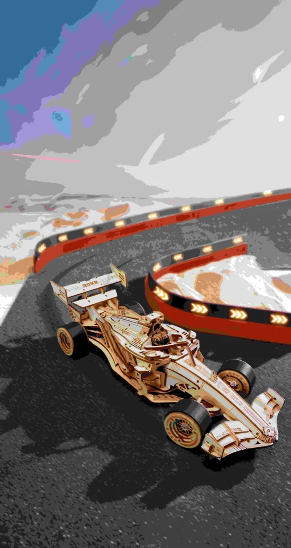 Formuła-1-Racing-Car-ROKR-Drewniane-Puzzle-3D-5